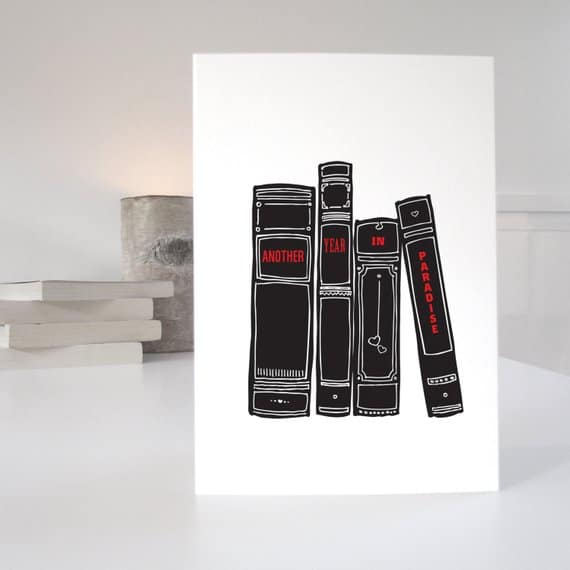 Looking for a Valentine's day card for the book lover in your life? Check out this cute book spine literary Valentine's Day card!